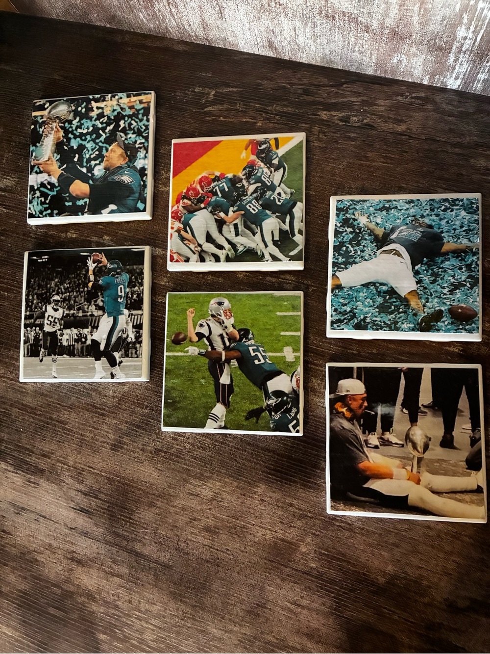 Philadelphia Eagles Super Bowl Moments Epoxy Resin Custom Made Coasters